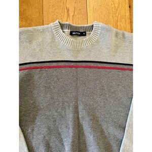 Vintage 90s Nautica NS-83 Colorblock Knit Sweater Mens XL Gray Hip Hop Stripe